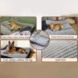Grey Plaid Texture Dog Bed Sofa - Dog Mattress for Small, Medium and Large Dogs, Durable Polyester Fiber Dog Bed, Ideal for Pome