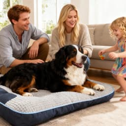 Grey Plaid Texture Dog Bed Sofa - Dog Mattress for Small, Medium and Large Dogs, Durable Polyester Fiber Dog Bed, Ideal for Pome