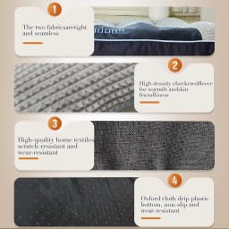 Grey Plaid Texture Dog Bed Sofa - Dog Mattress for Small, Medium and Large Dogs, Durable Polyester Fiber Dog Bed, Ideal for Pome