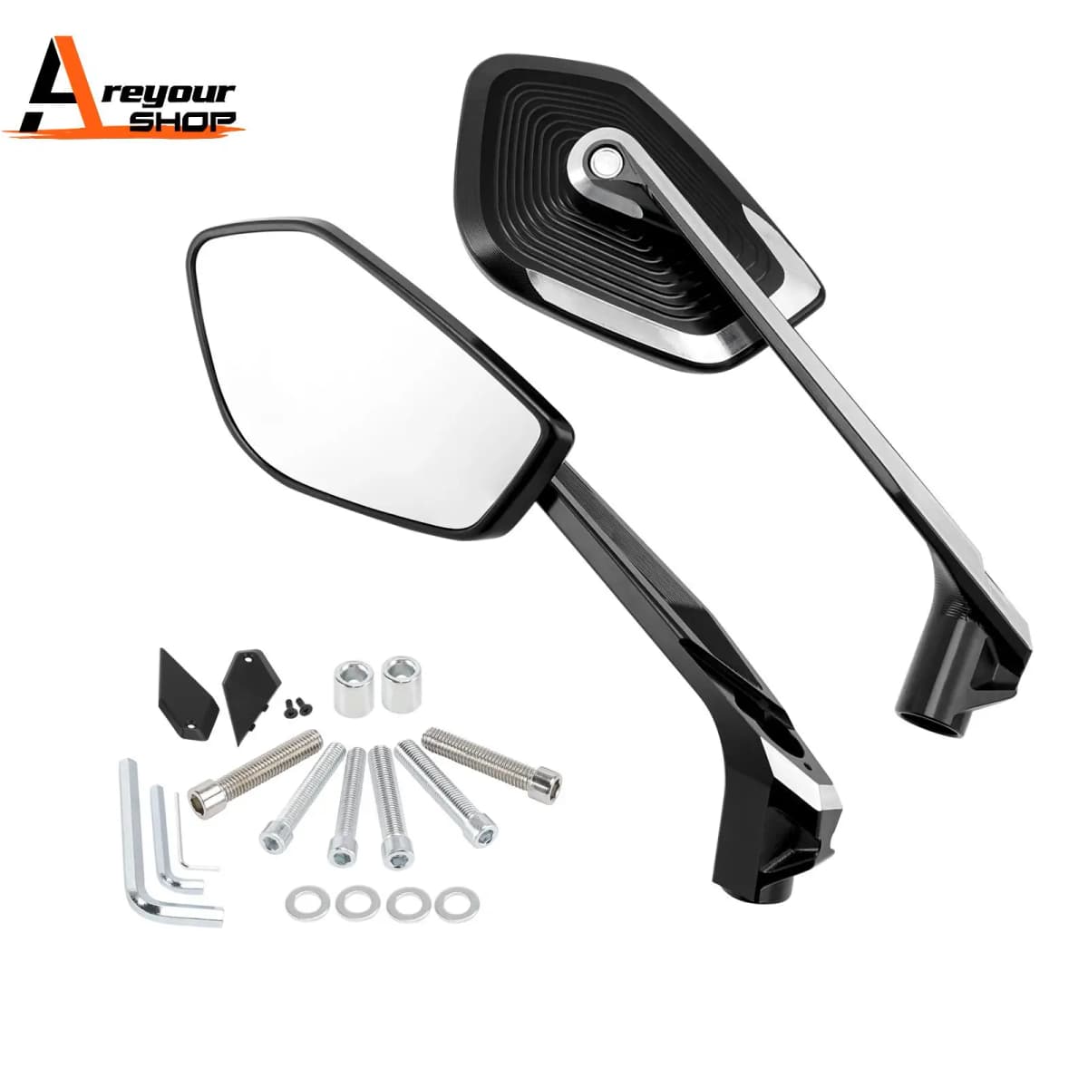 AREYOURSHOP MILLED ALUMINUM MIRRORS FOR BMW R1250R K53 R1250GS K50 R1250GSA K51 2018-2025