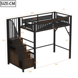 90*200cm/140*200cm Modern Metal High Bed with Unique Windowed Safety Housing and Spindle Safety Ladder for Kids Bedroom