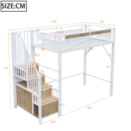 90*200cm/140*200cm Modern Metal High Bed with Unique Windowed Safety Housing and Spindle Safety Ladder for Kids Bedroom