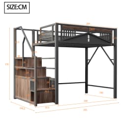 90*200cm/140*200cm Modern Metal High Bed with Unique Windowed Safety Housing and Spindle Safety Ladder for Kids Bedroom