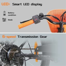 TTGO YY-26ST Electric Bike 26 Inch E-bike 36V14.5 Ah Battery,City Bike 60-75 km Electric Bicycle with Basket EBike for Men Women