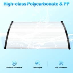 Modern Clear Door Awning 5mm Thick Weather Resistant PC PP Canopy with Brackets for Entrance Patio Garden Garage