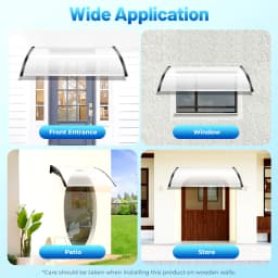 Modern Clear Door Awning 5mm Thick Weather Resistant PC PP Canopy with Brackets for Entrance Patio Garden Garage