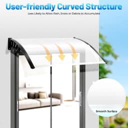 Modern Clear Door Awning 5mm Thick Weather Resistant PC PP Canopy with Brackets for Entrance Patio Garden Garage