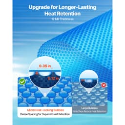 SucceBuy Solar Pool Cover with Bubble & PE Material Daytime Heat Absorption Nighttime Heat Retention Heat Retaining Solars Cover