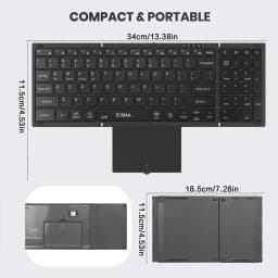 JOMAA Portable 98 Key Folding Travel Keypad with LED Backlit,Rechargeable Bluetooth&2.4G Wireless Touchpad Keyboard for Win/Mac
