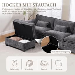 Modern 2-Seater Chenille Sofa Memory Foam Filling with USB Charging Port Side Pocket Phone Holder Modular Stools Living Room