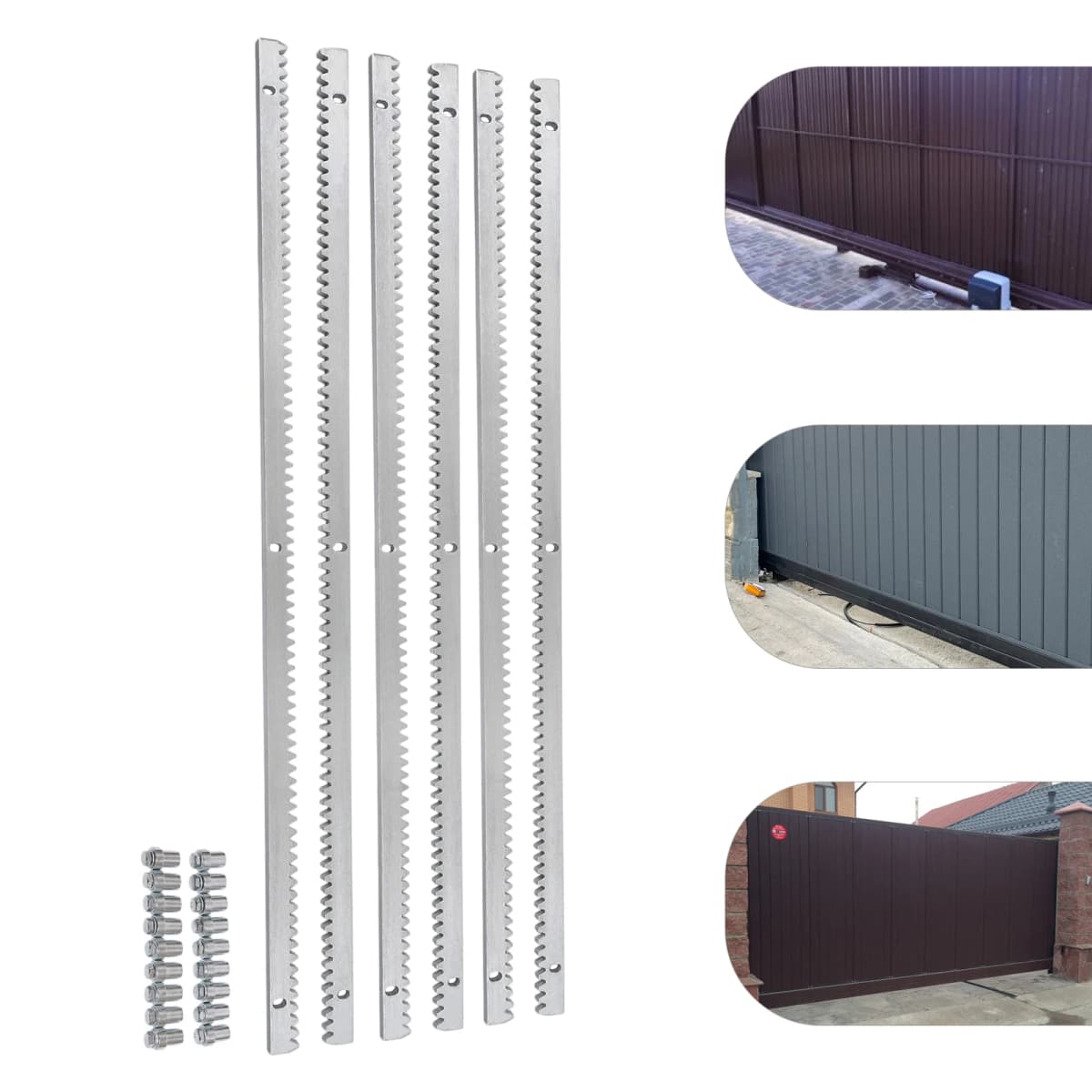 6Pcs Sliding Door Gear Rack 6*1m 0.47inch Thick Predrilled Sliding Gate Opener Rails Compatible with Most Sliding Door Motors