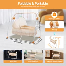 Baby Cradle Swing Electric 5 Gears 55LBS Load 0-18 Months Foldable Bluetooth Music Timing for Newborn ABS Steel Pipe
