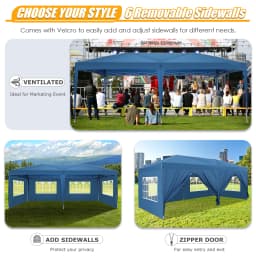 3x6m Folding Gazebo Party Tent With 6 Sidewall Pop Up Garden Canopy Awning UV 50+ Height Adjustable For Beach Wedding Camping