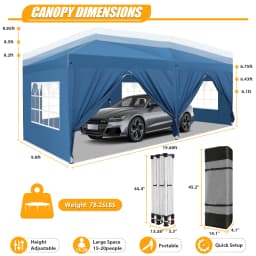3x6m Folding Gazebo Party Tent With 6 Sidewall Pop Up Garden Canopy Awning UV 50+ Height Adjustable For Beach Wedding Camping