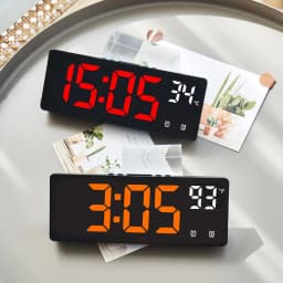 Creative Number Clock Color Nightlight Temperature Calendar Alarm Clock LED Large Number Electronic Clock Backlight Home Decor