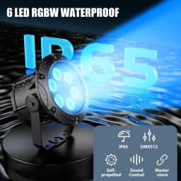 U'King 4PCS Waterproof Par Light 6x10W RGBW LED Strobe Effect Lighting DMX512 Sound Activated Control Stage Light for DJ Disco
