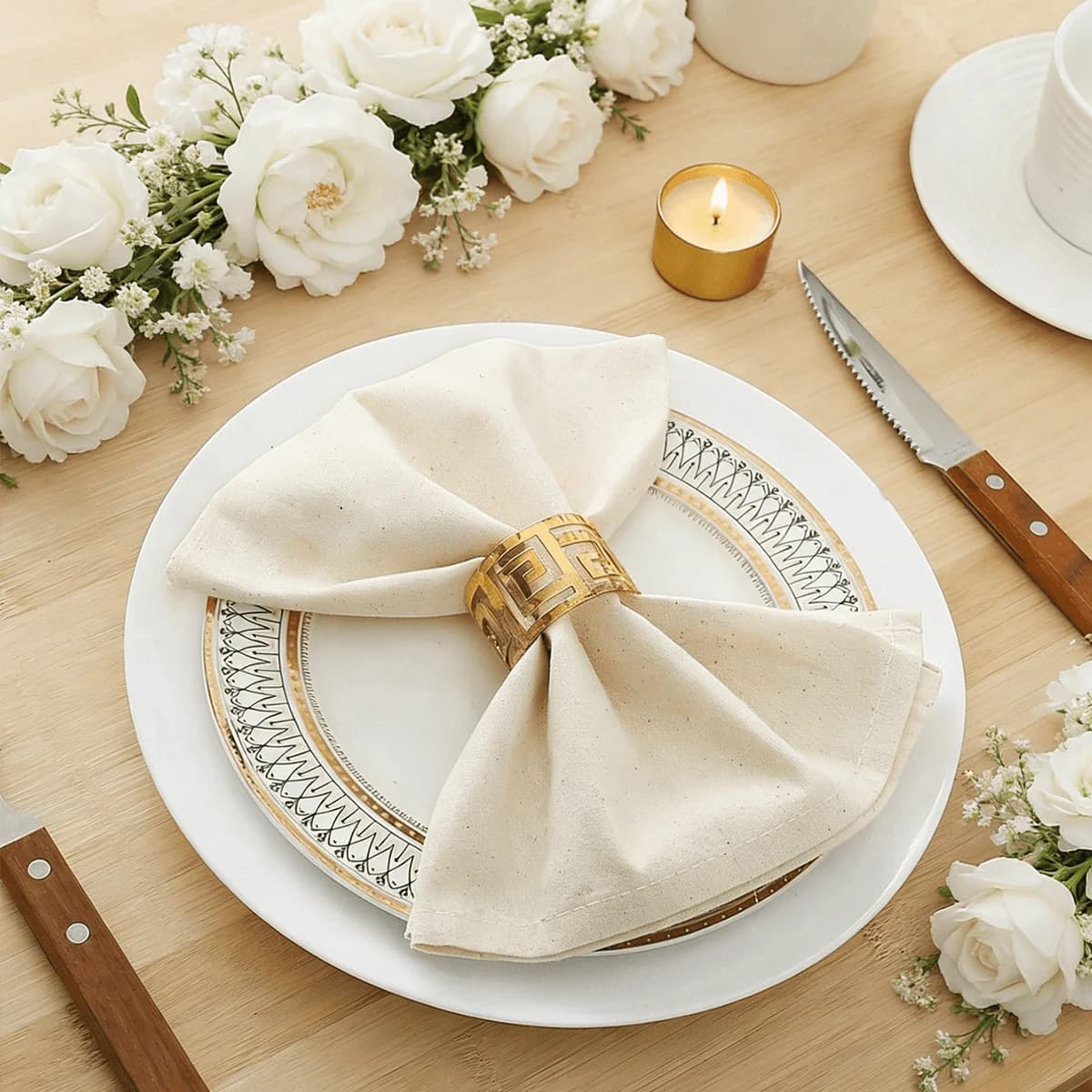 6/12Pcs 40x40cm Tablecloth Napkins, Durable Polyester Thickened Pads, Reusable Kitchen, Dining,Holiday Decorations