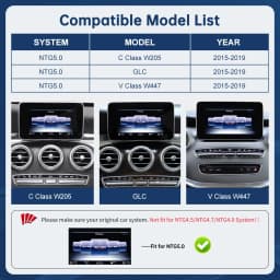 Multimedia Display For Benz C Class W205 GLC V Class W447 2015-2019 NTG5.0 Touch Screen Wireless Carplay Navigation Android Auto