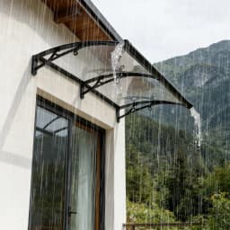Clear Aluminum Alloy Arch Rainshed, 200kg Load, UV & Weather Protection for Windows, Doors, Balcony, Garage, Outdoor Canopy