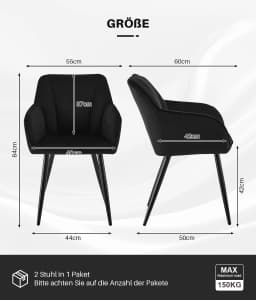 Set of 4 Upholstered Velvet Chair Dining Room Chair Kitchen Chair with Soft Backrest