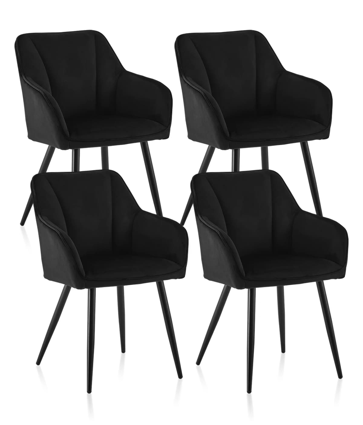 Set of 4 Upholstered Velvet Chair Dining Room Chair Kitchen Chair with Soft Backrest