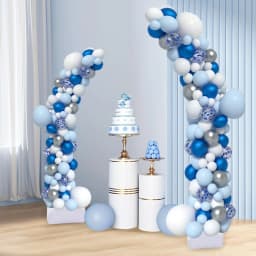 2-Size Half Balloon Arch Stand Kit-Bendable Brackets&Aluminum-Plastic/Iron,Stable Water Bags&30 Clips,Manual Pump&Complete Parts