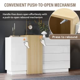 White High Gloss Sideboard Modern Minimalist Design Multifunctional Dining Cabinet with Storage Space Sturdy Storage Cabinet