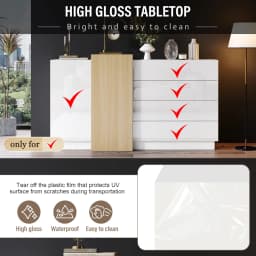 White High Gloss Sideboard Modern Minimalist Design Multifunctional Dining Cabinet with Storage Space Sturdy Storage Cabinet