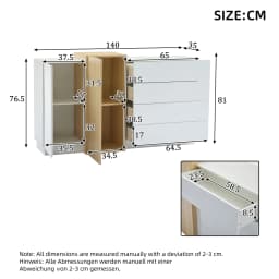 White High Gloss Sideboard Modern Minimalist Design Multifunctional Dining Cabinet with Storage Space Sturdy Storage Cabinet
