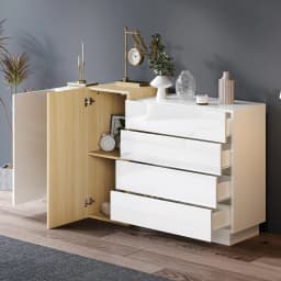 White High Gloss Sideboard Modern Minimalist Design Multifunctional Dining Cabinet with Storage Space Sturdy Storage Cabinet