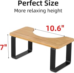 Metal and Wood Toilet Stool, Bathroom Stool for Adults, Waterproof and Non-Slip Potty Stool, Portable and Healthy Toilet Stool, Black