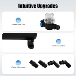 132W DC 12V Water Transfer Pump with Filter Connectors - Automatic Start-Stop Booster Pump for Home Pressure Switch Included