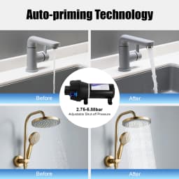 132W DC 12V Water Transfer Pump with Filter Connectors - Automatic Start-Stop Booster Pump for Home Pressure Switch Included