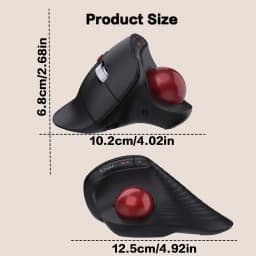 JOMAA Trackball Mouse,Rechargeable Wireless Thumb-Control Vertical Mouse with Speed Roller,3 Device Connection