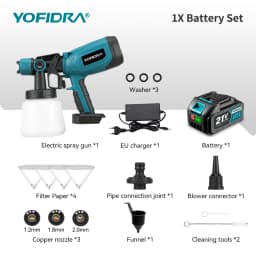 YOFIDRA 1000ML Electric Spray Gun 66000RPM Cordless Paint Sprayer Auto Steel Coating Airbrush Power Tools For Makita Battery Pin