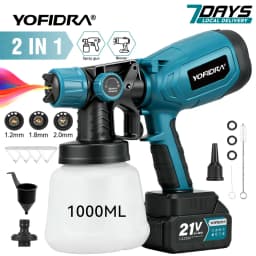 YOFIDRA 1000ML Electric Spray Gun 66000RPM Cordless Paint Sprayer Auto Steel Coating Airbrush Power Tools For Makita Battery Pin