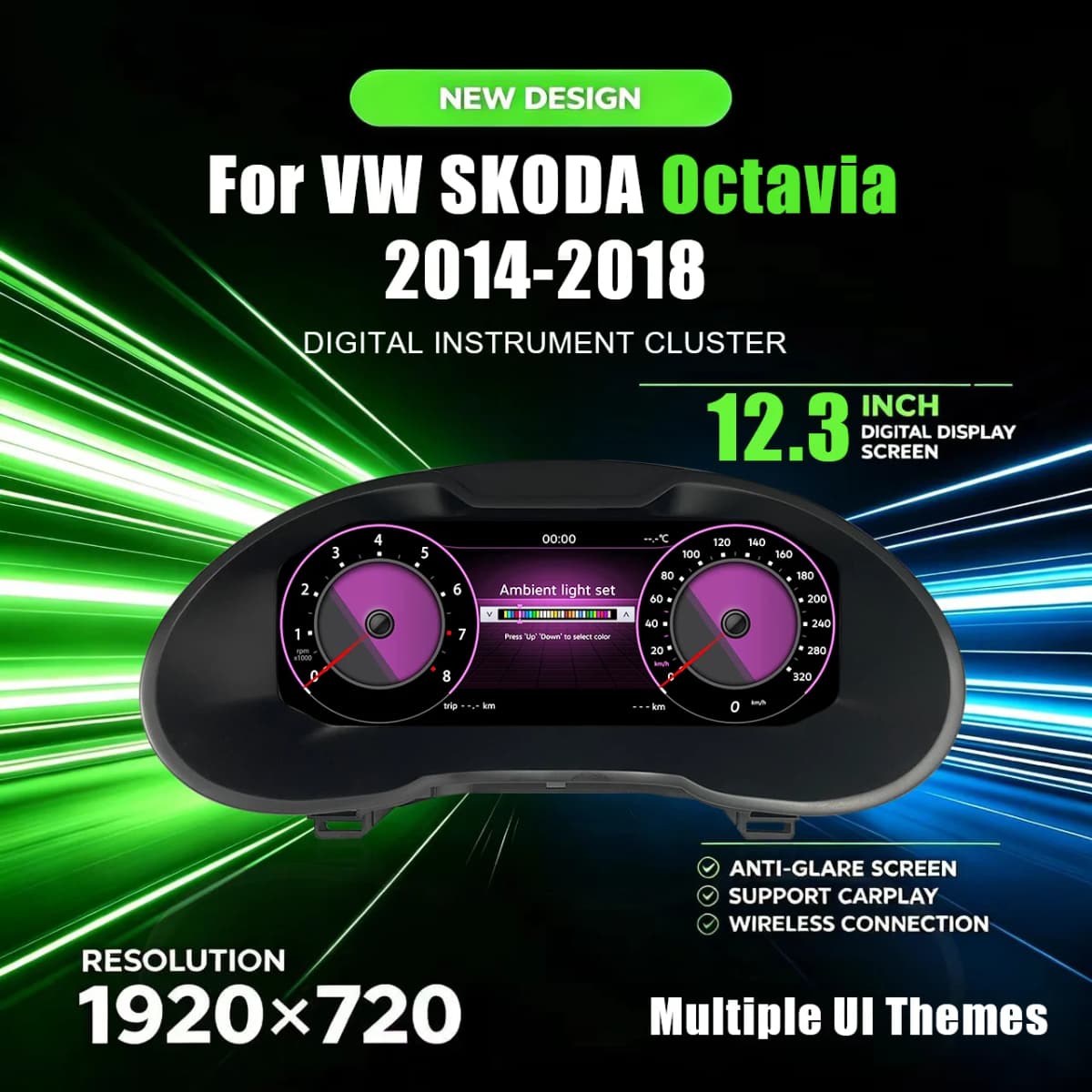 Digital Cluster Dashboard For SKODA Octavia 2014-2018 years Instrument Panel Virtuele Cockpit Speedometer