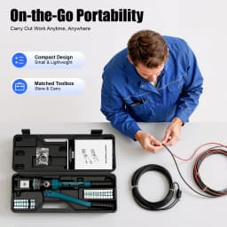  Hydraulic Crimper w/ 11 Pairs of Dies, YQK-300 Hand Operated Hydraulic Crimping Tool Manual Hydraulic Tube Crimper Set