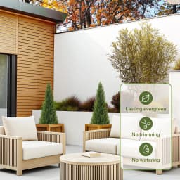 2 Pieces,90/120/150cm,Artificial Cedar Topiary Trees-UV Resistant&Maintenance Free for Balcony Patio Living Room Home Decoration