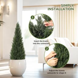 2 Pieces,90/120/150cm,Artificial Cedar Topiary Trees-UV Resistant&Maintenance Free for Balcony Patio Living Room Home Decoration