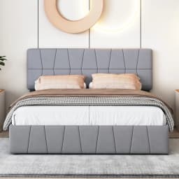 Superaly 160x200cm Upholstered Bed, Double Bed with 4 Drawers, Storage Bed with Headboard, Velvet, Grey