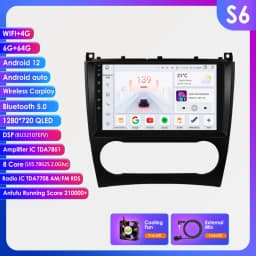 9" 2Din Android 13 Car Radio For Mercedes Benz CLC W203 C-Class C180 C200 CLK200 CLK W209 Navi GPS 4G CarPlay autoradio 8G 128G