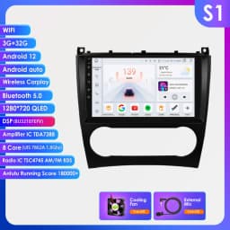 9" 2Din Android 13 Car Radio For Mercedes Benz CLC W203 C-Class C180 C200 CLK200 CLK W209 Navi GPS 4G CarPlay autoradio 8G 128G