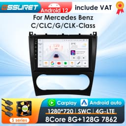 9" 2Din Android 13 Car Radio For Mercedes Benz CLC W203 C-Class C180 C200 CLK200 CLK W209 Navi GPS 4G CarPlay autoradio 8G 128G