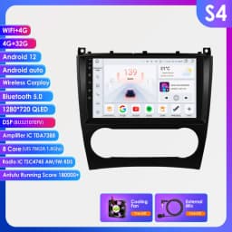 9" 2Din Android 13 Car Radio For Mercedes Benz CLC W203 C-Class C180 C200 CLK200 CLK W209 Navi GPS 4G CarPlay autoradio 8G 128G