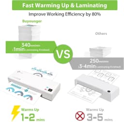 Laminator, Laminator Machine with Hot and Cold Settings and 40 Pouches, 4 in 1 A4 laminator with Paper Trimmer and Corner Round