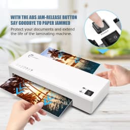 Laminator, Laminator Machine with Hot and Cold Settings and 40 Pouches, 4 in 1 A4 laminator with Paper Trimmer and Corner Round