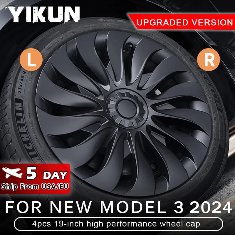 4PCS HubCap for New Tesla Model 3 Highland 2024 18 Inch Performance Replacement Wheel Cap Automobile Full Rim Cover Accessories