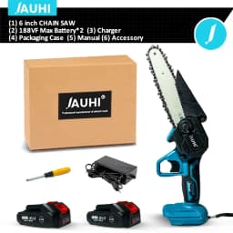 JAUHI Portable 6inch Electric Chainsaw Rechargeable Small Wood Spliting Chainsaw One-handed Woodworking Tool for Garden Tools