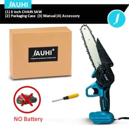 JAUHI Portable 6inch Electric Chainsaw Rechargeable Small Wood Spliting Chainsaw One-handed Woodworking Tool for Garden Tools